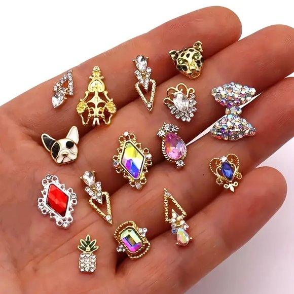 3D Alloy Nail Charms,Different Shapes 3D Crystals Zircon Large Rhinestones Metal - Picture 5 of 5